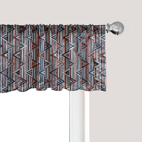Ambesonne Tribal Window Valance, Striped, 54" X 18", Cinnamon Black Teal