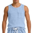 thumbnail image 4 of NinXxx Men's Sleeveless Crew Neck Pocket Casual Athletic Undershirt Light Blue L, 4 of 4