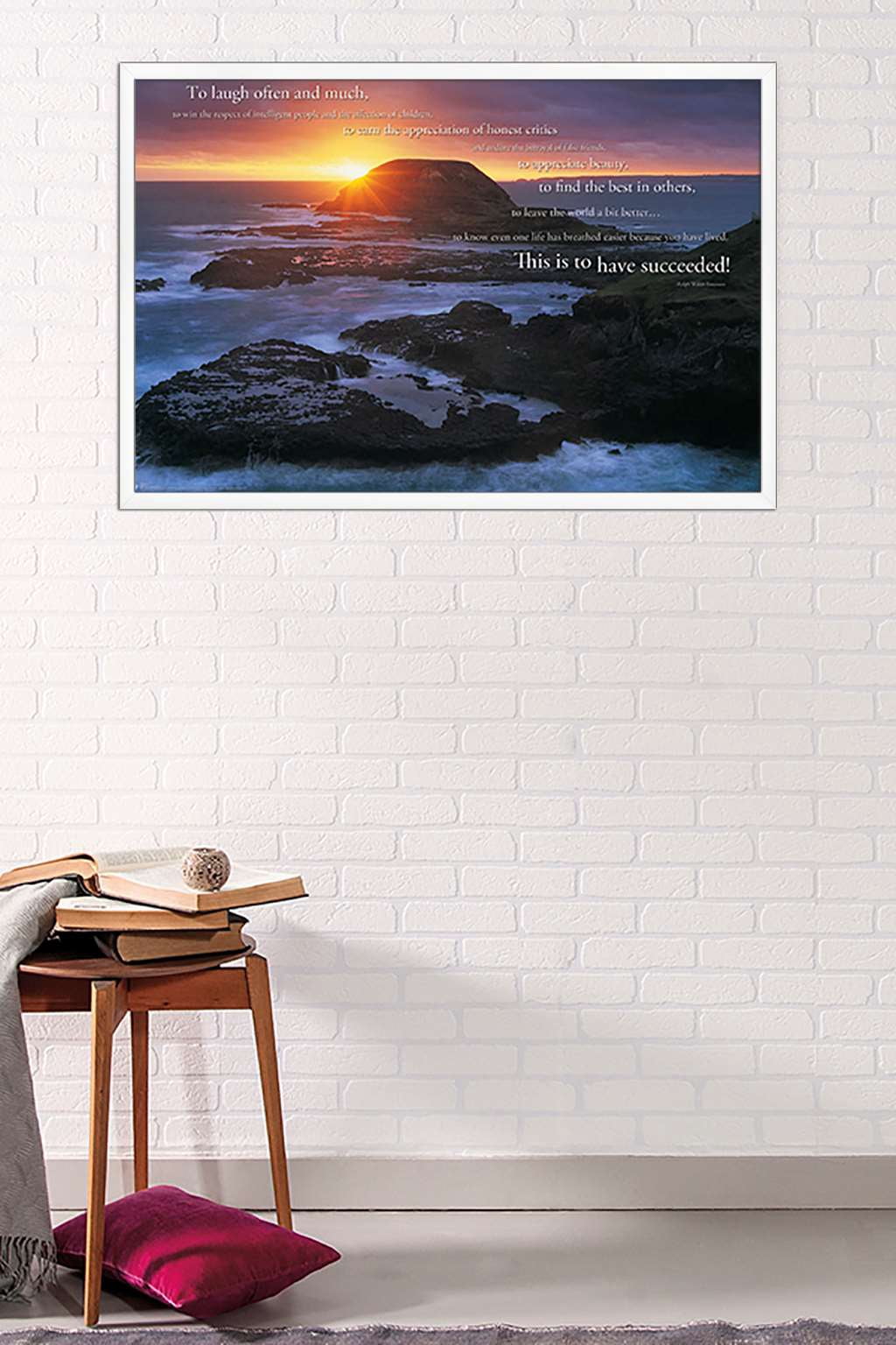 Ralph Waldo Emerson - To laugh often and much. Wall Poster, 22.375" x 34", Framed