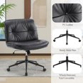 thumbnail image 5 of Criss Cross Desk Chair with Wheels, Armless PU Leather Cross Legged Office Chair with 26" Wide Seat, Adjustable Swivel Comfy Chairs for Vanity Work Home, Black, 5 of 5