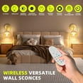 thumbnail image 2 of CozyNestFinds Battery Operated Wall Sconce, Rechargeable 3500mAh Battery, Dimmable LED with 10 Colors & Remote, No Wiring Needed, 300LM Vintage Light for Bedroom, Living Room, Hallway, Amber, 2 of 8