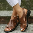 thumbnail image 3 of Mostsola Womens Low Heel Stitched Sandals Classic Summer Slingback Hoop and Loop Beach Shoes, 3 of 9