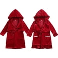 thumbnail image 2 of Albornoces navideños para bebés, batas de baño con capucha de terciopelo rojo, camisón de Papá Noel para niños, pijamas para hermanos y niñas, 2 of 4