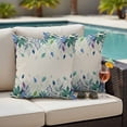 thumbnail image 4 of Leaf Outdoor Waterproof Pillow Covers, Vintage Blue Green Purple Ombre Fruit Plant Decorative Square Throw Pillowcase Sofa Cushion Sham for Patio/Couch/Chair, 20"x20" 2 Pack, 4 of 8