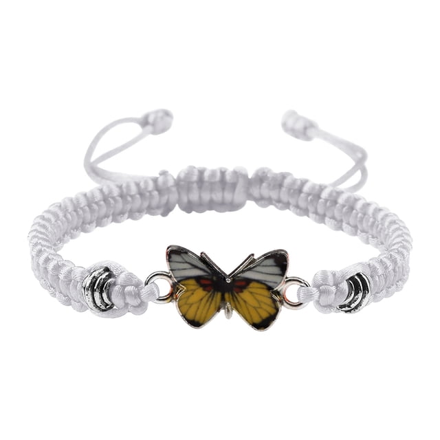Pulseras para mujer, regalos para mujer, pulsera para enamorados, pulsera tejida a mano para San Valentín, joyería para novias, pulsera con dije de mariposa.