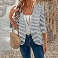 thumbnail image 6 of Cardigan 2026 Fall Long Sleeve Open Front Sweater Women's Casual Striped Long-Sleeve Cardigan Jacket/Top Gray Xl, 6 of 7