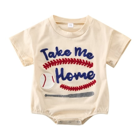 

Boys Girls Short Sleeve Baseball Letter Embroider Romper Bodysuits Baby Boy Onsies 0-3 Months Baby Boy Clothes Toddler Fall Clothes