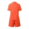 thumbnail image 7 of MNCEKFOD Shorts for Women 2Pcs Casual Short Sets Short Sleeve Button Down Lapel Shirt with Relaxed Fit Short Pants Red XL, 7 of 7