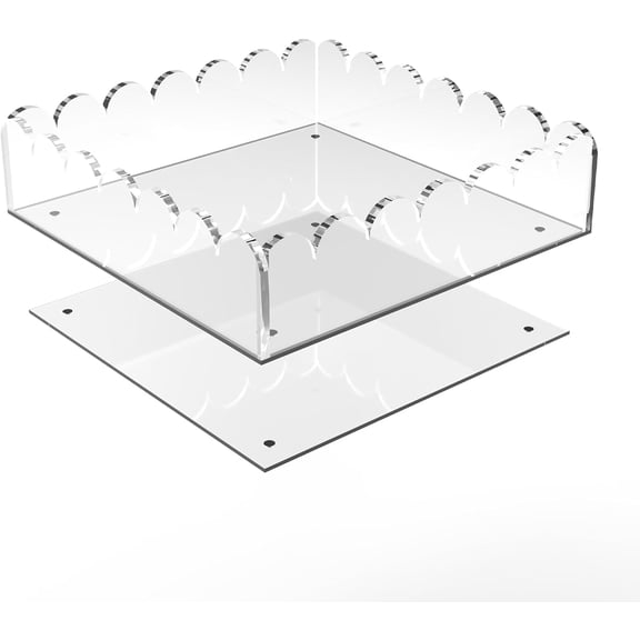 ABCISI Acrylic Scalloped Tray with Magnetic Mat – Clear Serving & Display Tray Jewelry Organizer with Non-Slip Bottom, Scratch-Resistant, Vanity, Bathroom or Office Decor