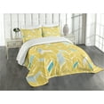 thumbnail image 3 of Ambesonne Yellow Chevron Quilted Bedspread Set 3 Pcs, Herringbone Art, King Size, Pale Blue Mustard, 3 of 5