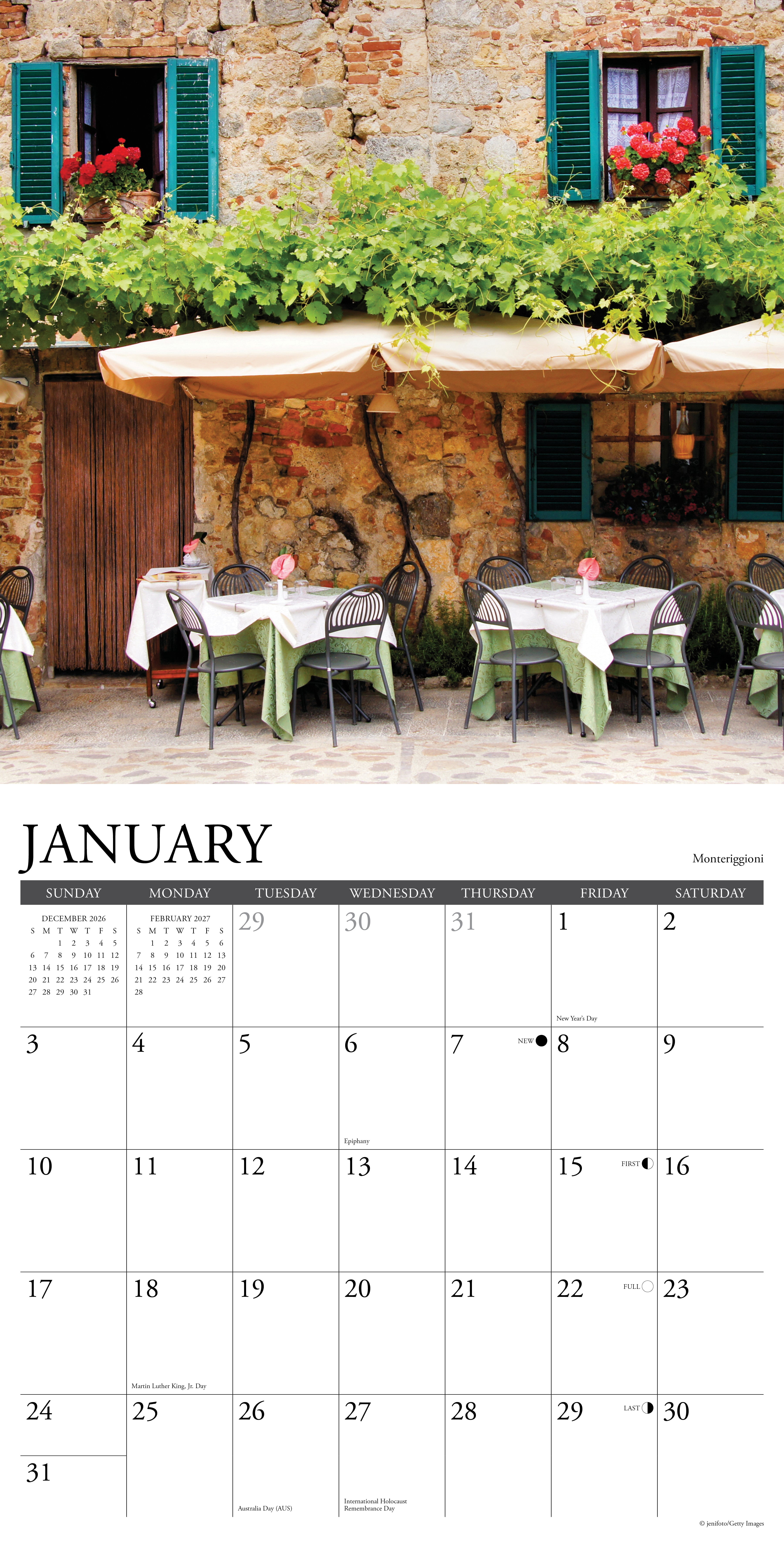 Willow Creek Press, Tuscany 2027 Wall Calendar