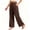 Coffee, variant on Women High Waist Pleated Wide Leg Ankle Culotte Pants, Wrinkle Resistant Drape Soft Knit Loose Trousers