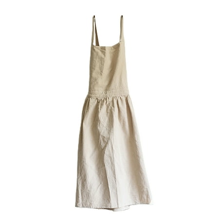 

Cotton Linen Apron Halter Crossback Bandage Apron Nordic Style Women Pinafore for Baking Cooking Gardening Works