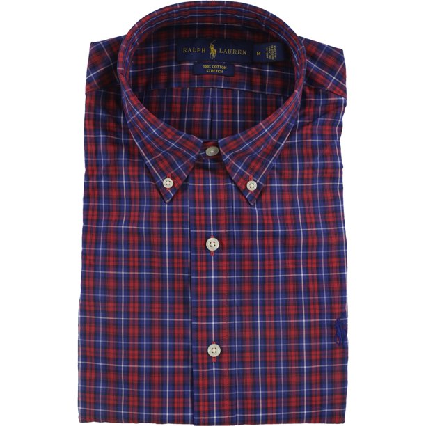 Camisa Ralph Lauren para hombre a cuadros elásticos color rojo mediano