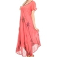 thumbnail image 4 of Sakkas Watercolor Palm Tree Tank Caftan Dress - Coral - One Size, 4 of 5