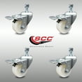 thumbnail image 2 of 3 Inch SS Nylon Wheel Swivel 3/8 Inch Threaded Stem Caster Set Total Lock Brake, 2 of 2