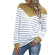 thumbnail image 1 of Mujeres Cuello Redondo Rayas Manga Larga Bloque De Color Jersey Tops Sudaderas Camisas Blusas para Oficina En Casa Amarillo L, 1 of 7