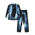 thumbnail image 2 of Kll Night Scene Of Wolves Sleepwear Mens Flannel Pajamas,Long Cotton Pj Set, 2 of 9