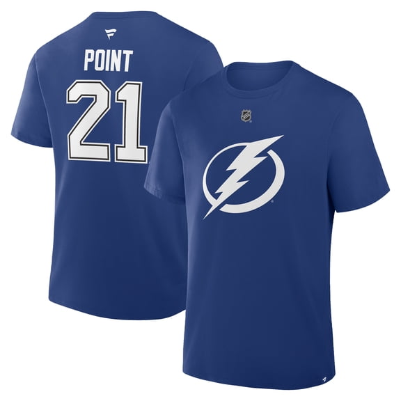 Men's Fanatics Brayden Point Blue Tampa Bay Lightning Authentic Stack Name & Number T-Shirt