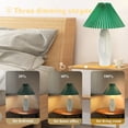 thumbnail image 3 of JuGuo Vintage Pleated Ceramic Table Lamp for Bedroom - 3 Way Dimmable with USB Port & 4W LED Bulb - Touch Control Boho Table Lamp with Green Pleated Lampshade, Perfect for Living Room & Home Decor, 3 of 6