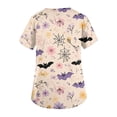 thumbnail image 3 of Nursing Uniforms Scrubs Sets For Women，Halloween Scrubs Plus Size Women'S Cute Printed Short Sleeve V-Neck Nurse Care Worker Uniform Scrub Top With Pocket,Beige，XXXL, 3 of 4