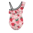 thumbnail image 5 of Uorisanigo Girls Swimsuit One Piece Cute Strawberry Adjustable Strap Summer Beach Swimwear with Ruffled Sleeve Straps Bathing Suit, Size 3-4, 5 of 7