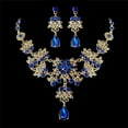 thumbnail image 2 of Blue Crystal Floral Wave Teardrop Necklace Drop Earrings Jewelry Set for Wedding, 2 of 10