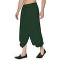 thumbnail image 2 of eloria Men's Dhoti Indian Men's Rayon Dhoti Aladdin Style Pants, Color: Dark Green | Free Size, 2 of 5