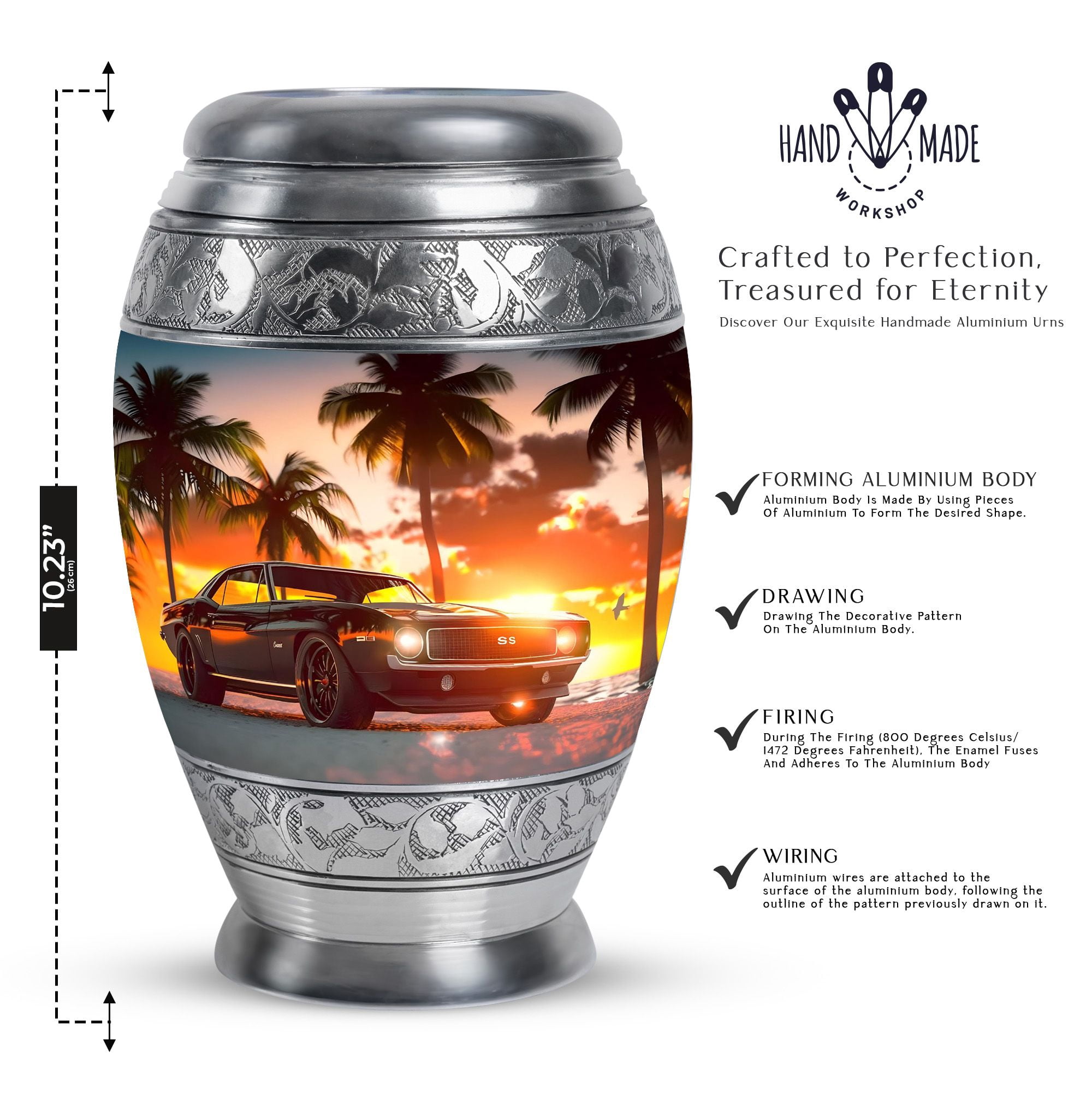 KARYLIZ Racer Car Urns For Ashes Adult Male - Cremation Urns For Human Ashes - Large Urn For Human Ashes Adult Female - Ash Holders For Human Ashes - Funeral Urn For Adult Ashes Women ( 10 Inch)