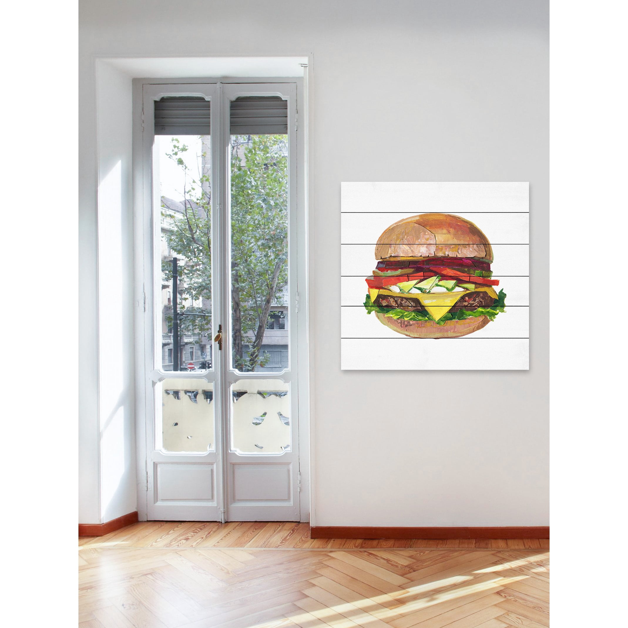 "Ultimate Burger" Painting Print on White Wood