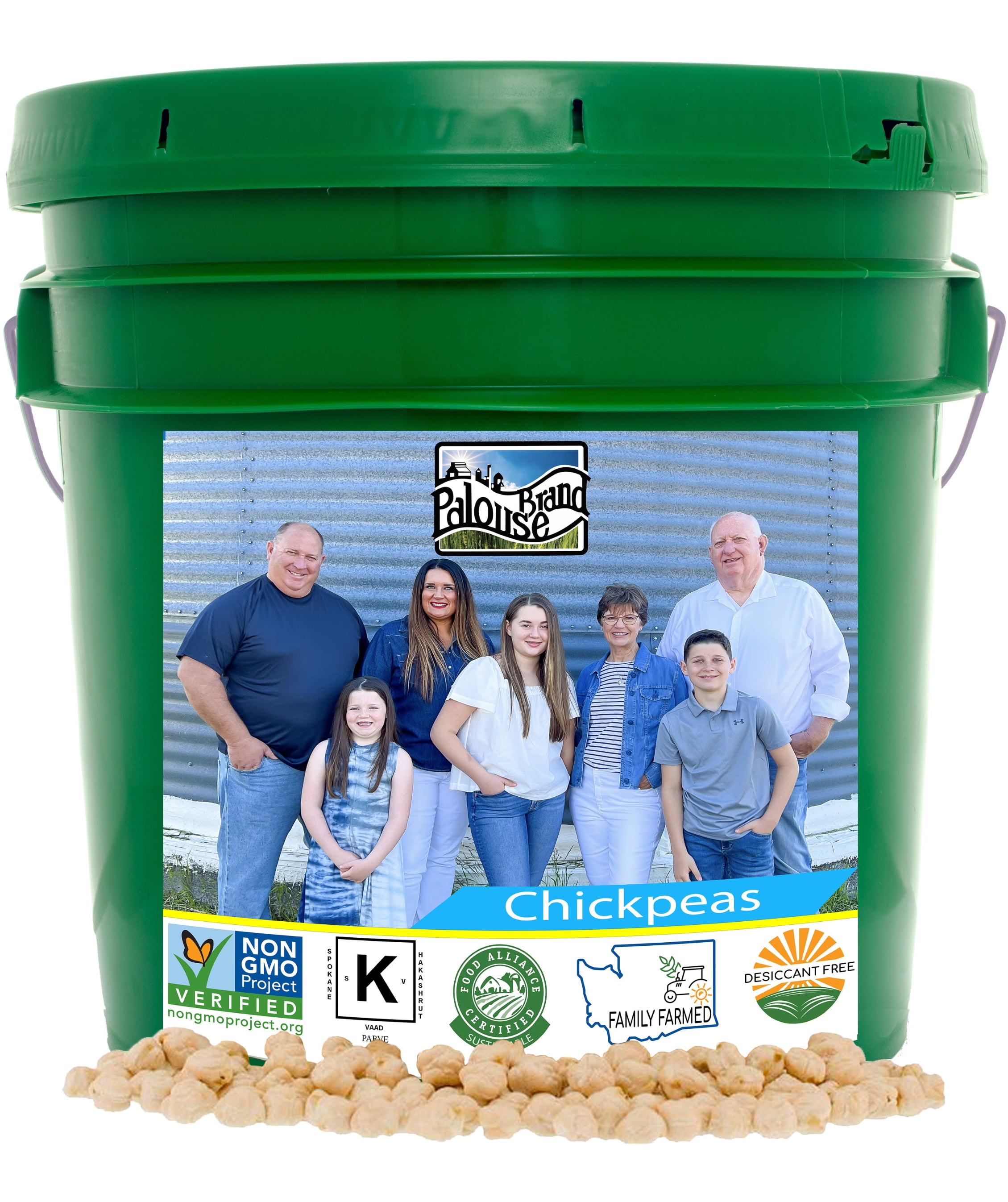 Palouse Brand Chickpeas, 25 LBS Bucket, Emergency Food Storage
