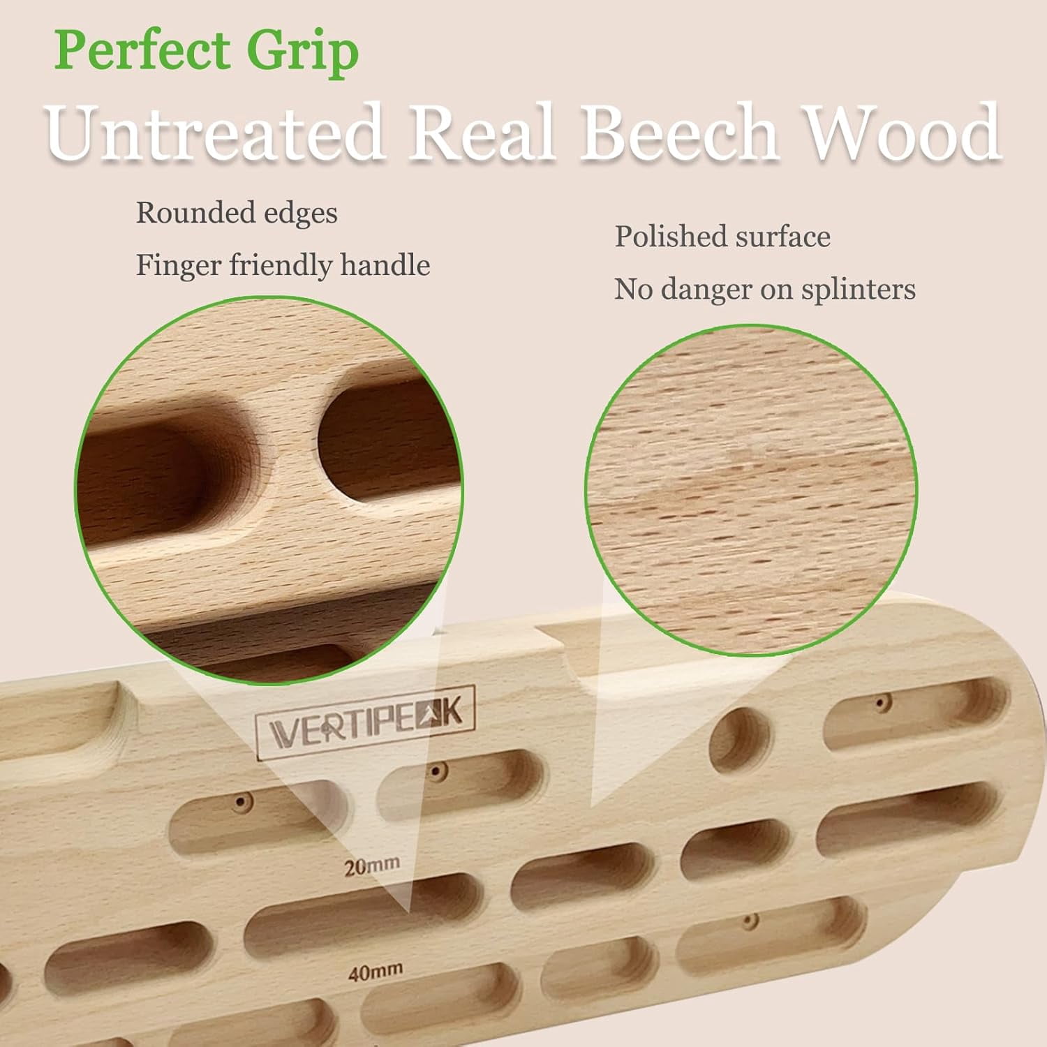 Wooden Hangboard Rock Climbing with Adjustable Spacers for Finger Strength Training