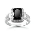 thumbnail image 4 of Black AAA CZ Princess Cut Band Women's 925 Silver Wedding Party Ring Size 6-10, 4 of 4