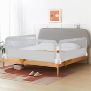 INFANS Bed Rail for Toddlers, 59 Foldable Safety Baby Bed Rail Fit for Kids Twin, Extra Long Swing Down Bed Guardrail for Convertible Queen, Full, King Mattress Side Guard