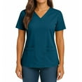 thumbnail image 3 of Scrubs Top for Women V-Neck with 4 Pockets, Soft, 4-Way Stretch & Durable Fabric Dark Blue M, 3 of 4