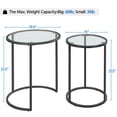 thumbnail image 2 of Round Nesting End Table Set of 2, Stacking Side Tables with Metal Frame & Tempered Glass Top, Coffee Tables for Small Space Living Room Office, Black, 2 of 6