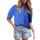 thumbnail image 1 of Tops de verano Dokotoo 2025 a la moda casual con cuello en V para mujer, azul, 1 of 8