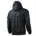 thumbnail image 3 of JUUYY Men's Hooded Waterproof Windbreaker Jacket Light Weight Flight Bomber Loose Color Block Trendy Jacket Black XXL, 3 of 3