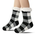 thumbnail image 2 of LYMAYTER Women Slip Grip Socks Fashion Buffalo Plaid Fuzzy Socks Winter Non-Slip Sole Slippers Socks, 2 of 7