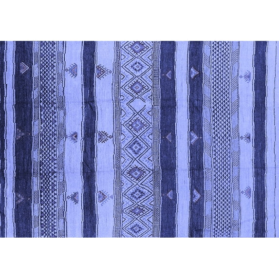 Ahgly Company Machine Washable Indoor Rectangle Oriental Blue Industrial Area Rugs, 3' x 5'