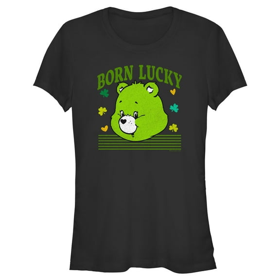 Junior's Care Bears St. Patrick's Day Good Luck Bear Born Lucky  Graphic Tee Black X Large