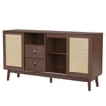 thumbnail image 4 of MODERNLUXE 61" Rattan Sideboard Buffet Cabinet with Storage, Mid-Century Credenza Storage Cabinet with 3 Sliding Doors and 2 Drawers,Accent Coffee Bar for Kitchen Living Room, 4 of 8