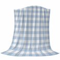 thumbnail image 6 of Light Blue Plaid Blanket Soft Cozy Warm Throw Blanket for Couch, Plush Fuzzy Flannel Fleece Blankets for Sofa, Modern Minimalist Country Bed Blankets Lightweight Gifts for Women, 40"x50", 6 of 9