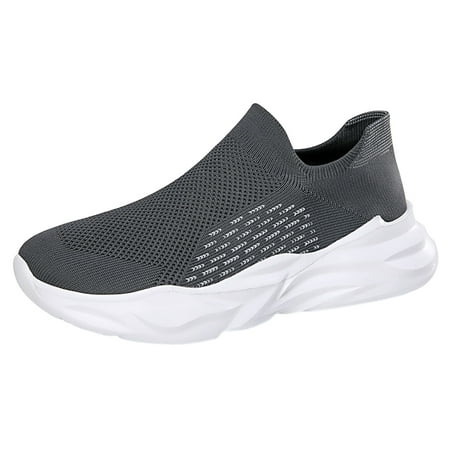 Huesdet Sneakers for Men Mens Walking Sneakers Slip Ons FashiOn Sneakers for Men Breathable Mesh Running Sports Shoes Lightweight Casual Walking Shoes(Dark Gray 8)