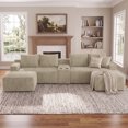 thumbnail image 2 of Muumblus 140" Oversized Modular Sectional Sofa with Storage Console & 2 Ottomans, U-Shaped Boneless Cloud Couch for Living Room, Camel Corduroy, 2 of 9