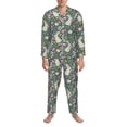 thumbnail image 3 of Fotbe Retro Bunny Floral Pijama de Hombre con Estampado de Manga Larga, Conjunto de 2 Piezas, Ropa de Dormir Suave y Cómoda con Bolsillos-Medium, 3 of 7