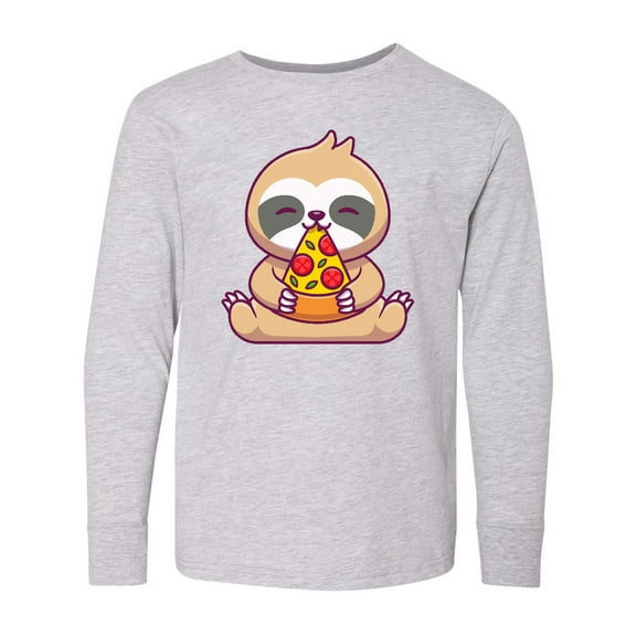 Inktastic Sloth Pizza Long Sleeve Youth T-Shirt