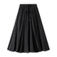 thumbnail image 1 of Faldas Umfun para mujer, informales, de lino liso, elásticas, de cintura alta, plisadas, con lazo, midi, modernas, informales, versátiles, negras, talla única, 1 of 5