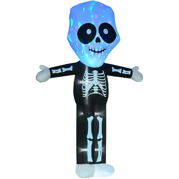 HOMCOM 10ft Halloween Inflatable Skeleton Ghost Decoration, LED Lighted for Home Indoor Outdoor Garden Lawn Decoration Party Prop