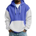 thumbnail image 2 of Men's Versatile Daily Quarter-Zip Hooded Waffle Knit Sweatshirt, Thickened Fleece Texture Pullover, Fall Spring Casual Wear,Blue,L, 2 of 5
